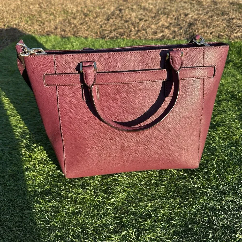 Michael Kors Hamilton‎ Purse Traveler Studded Burgundy Maroon Crossbody Bag